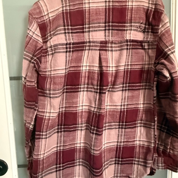 American Eagle Outfitters Burgundy and Beige Plaid Shirt - Picture 4 of 7
